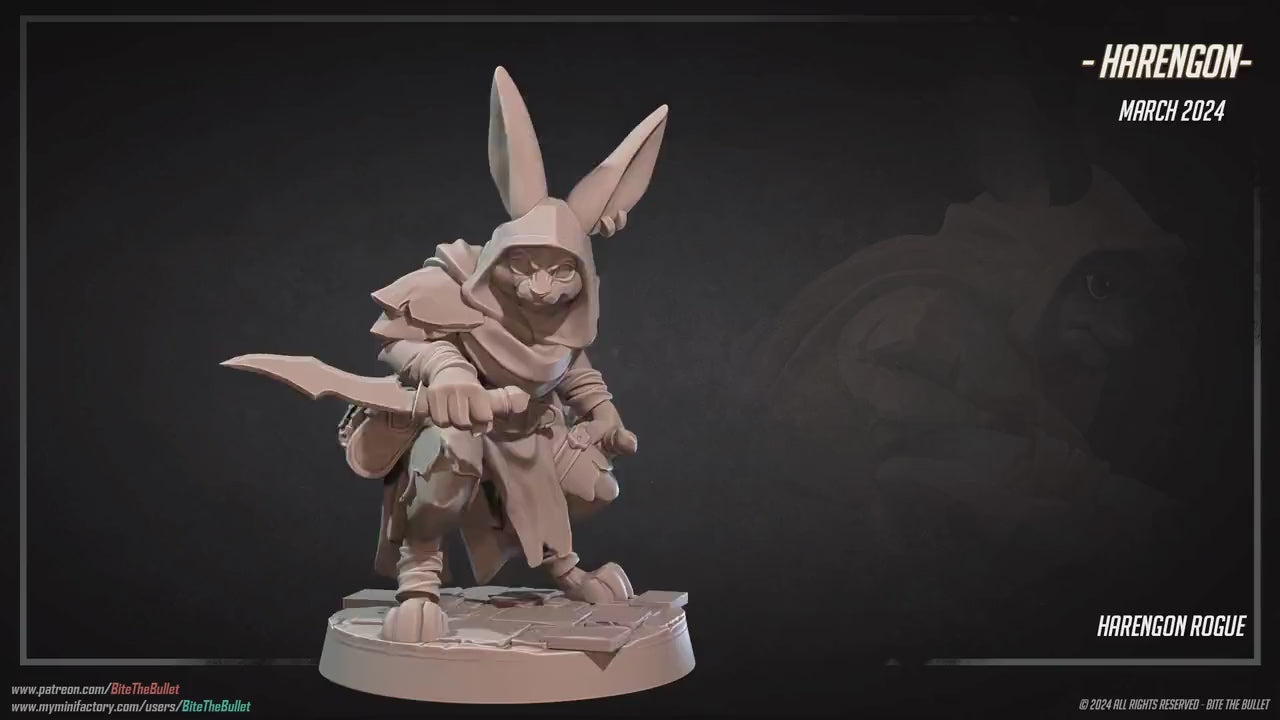 Harengon Rogue | Bite The Bullet | 35mm Scale | Resin Printed Tabletop RPG Miniature Figures | DND | 5E